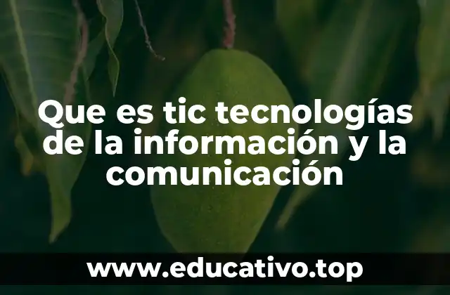 Que es tic tecnologías de la información y la comunicación