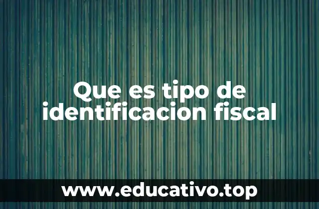 Que es tipo de identificacion fiscal