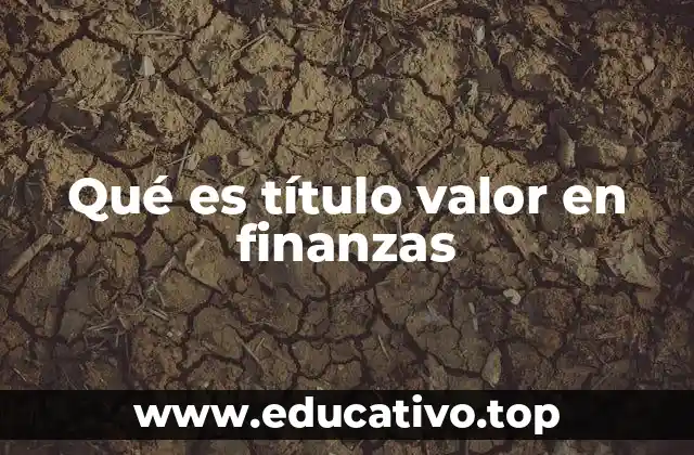 Qué es título valor en finanzas