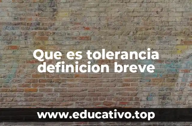 Que es tolerancia definicion breve
