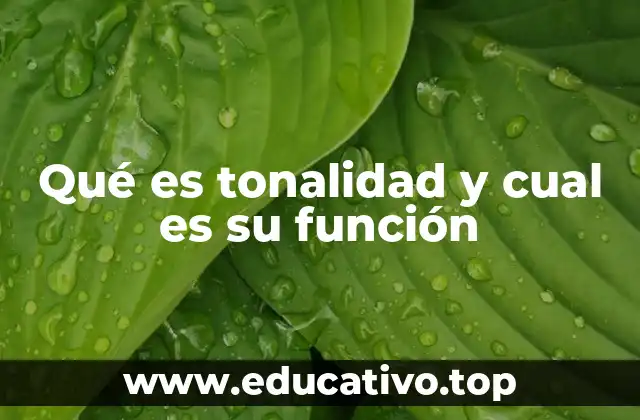 Qué es tonalidad y cual es su función