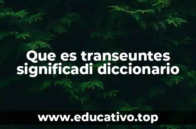 Que es transeuntes significadi diccionario