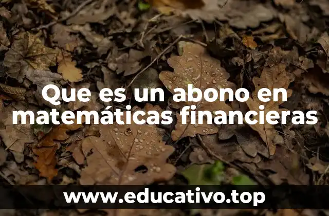 Que es un abono en matemáticas financieras