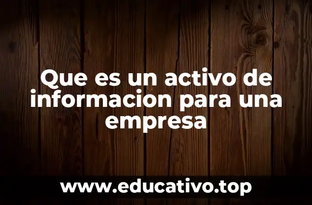 Que es un activo de informacion para una empresa