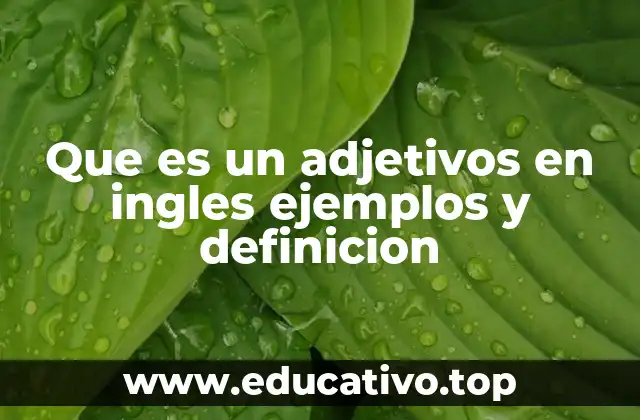 Que es un adjetivos en ingles ejemplos y definicion