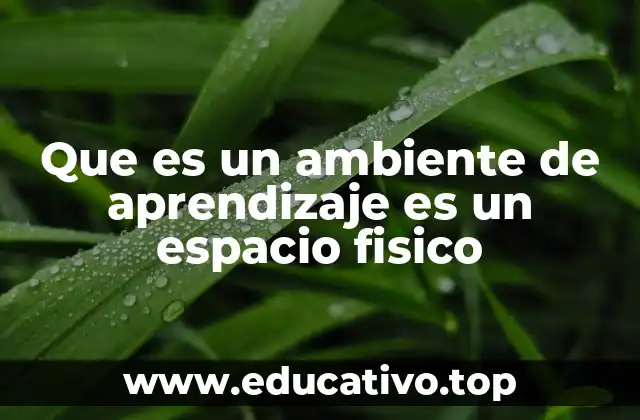 Que es un ambiente de aprendizaje es un espacio fisico
