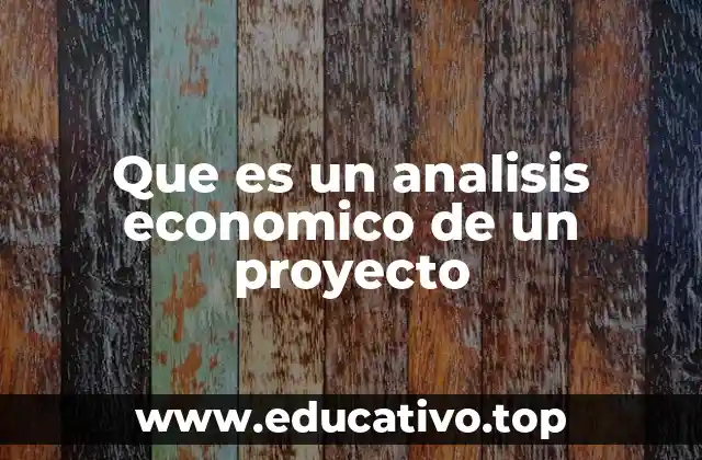 Que es un analisis economico de un proyecto