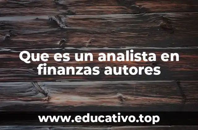 Que es un analista en finanzas autores
