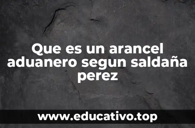 Que es un arancel aduanero segun saldaña perez