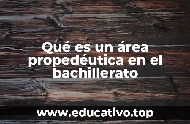 Qué es un área propedéutica en el bachillerato