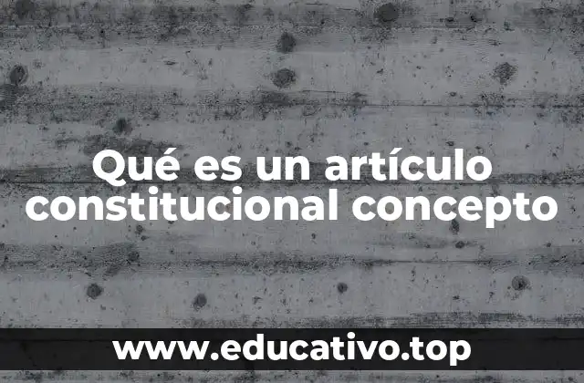 Qué es un artículo constitucional concepto