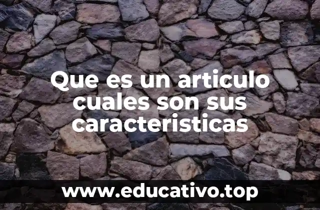 Que es un articulo cuales son sus caracteristicas