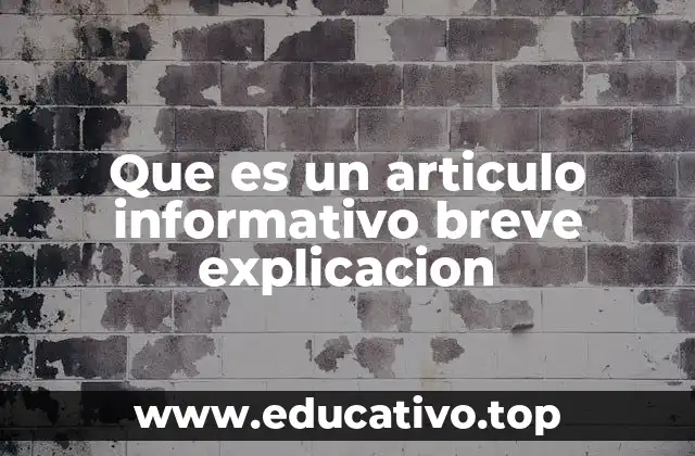 Que es un articulo informativo breve explicacion