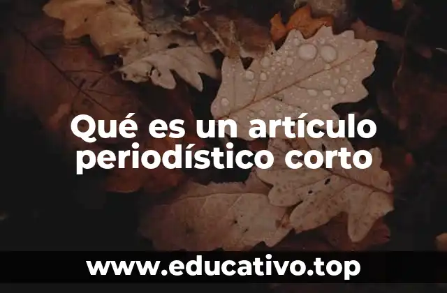 Qué es un artículo periodístico corto