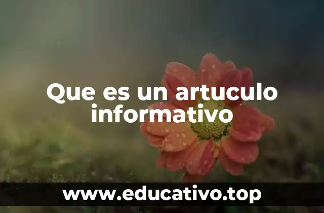 Que es un artuculo informativo