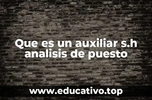 Que es un auxiliar s.h analisis de puesto
