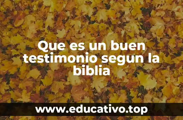 Que es un buen testimonio segun la biblia