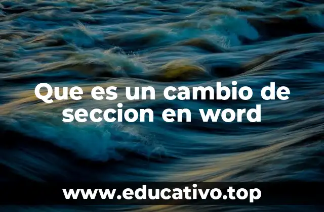 Que es un cambio de seccion en word