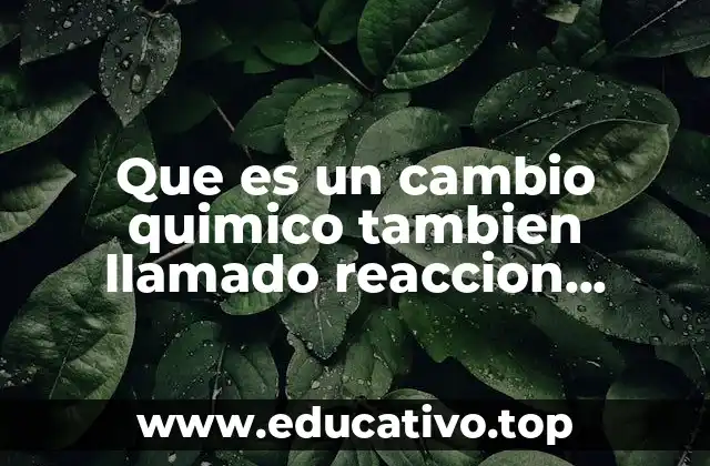 Que es un cambio quimico tambien llamado reaccion quimica