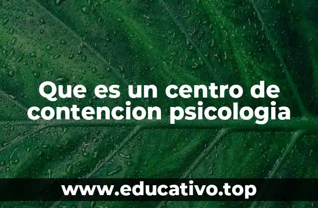 Que es un centro de contencion psicologia