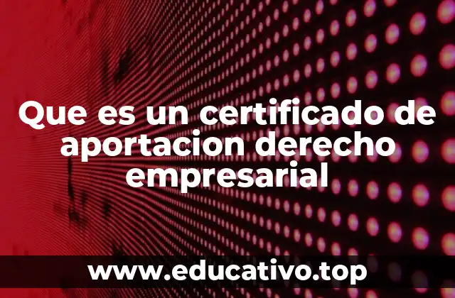 Que es un certificado de aportacion derecho empresarial