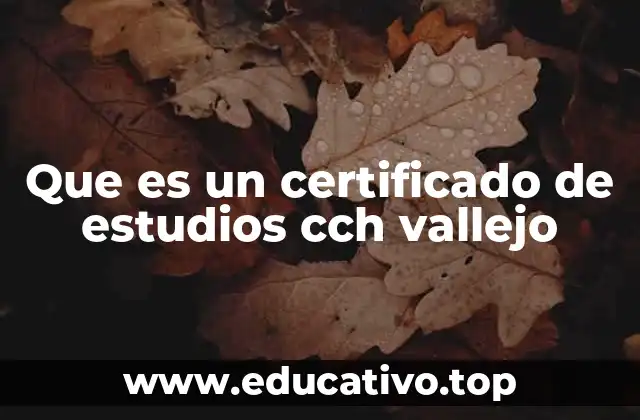 Que es un certificado de estudios cch vallejo