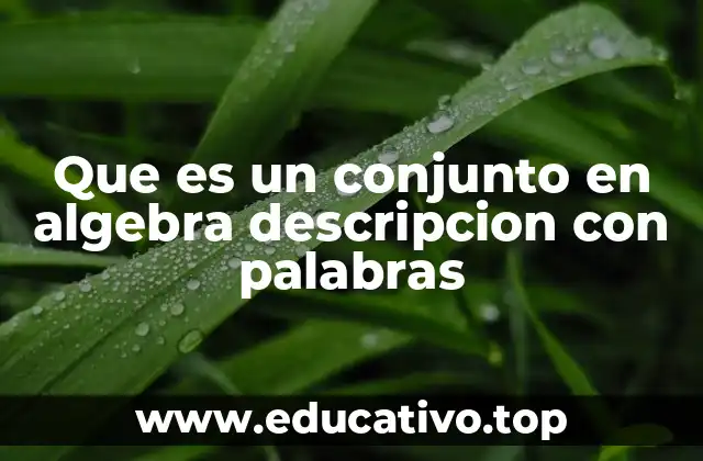 Que es un conjunto en algebra descripcion con palabras
