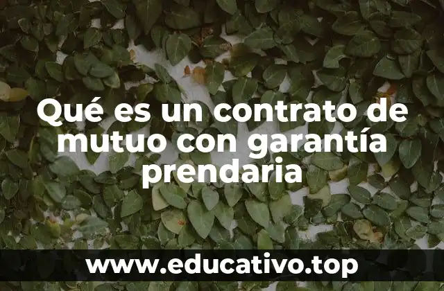 Qué es un contrato de mutuo con garantía prendaria