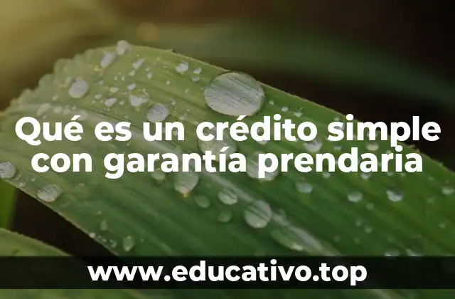 Qué es un crédito simple con garantía prendaria