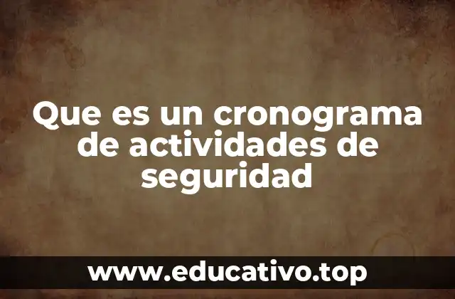 Que es un cronograma de actividades de seguridad