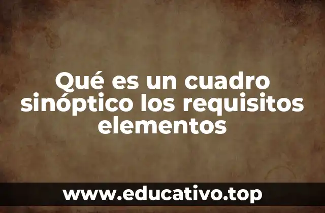 Qué es un cuadro sinóptico los requisitos elementos