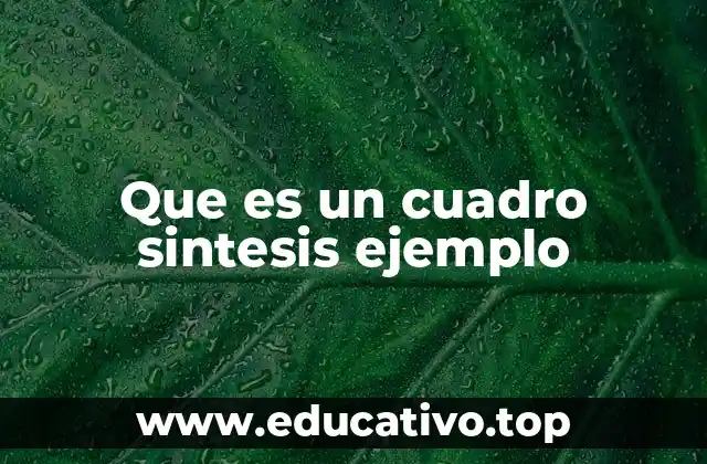 Que es un cuadro sintesis ejemplo