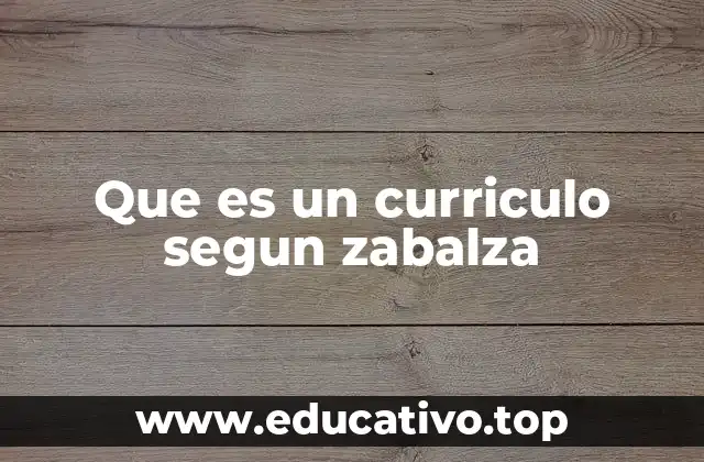 Que es un curriculo segun zabalza