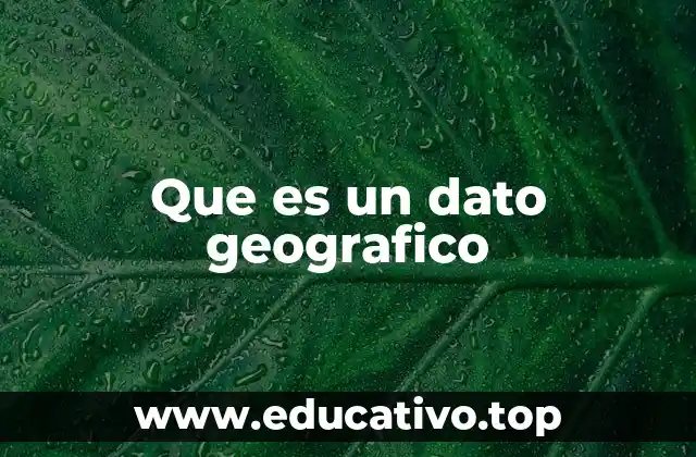 Que es un dato geografico