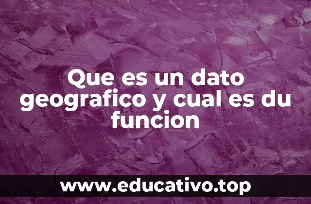 Que es un dato geografico y cual es du funcion