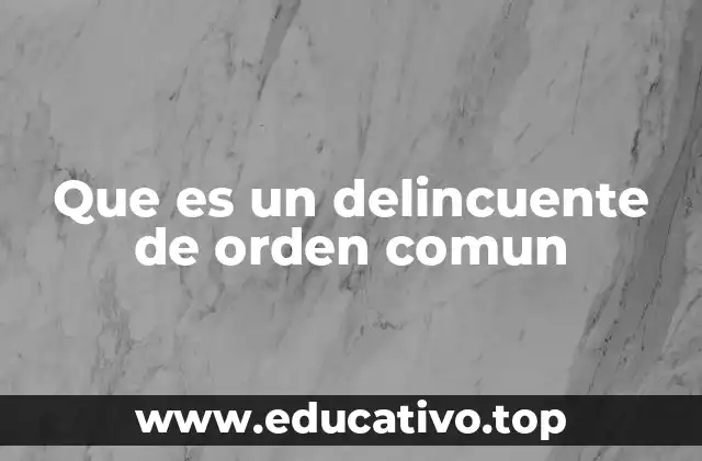 Que es un delincuente de orden comun