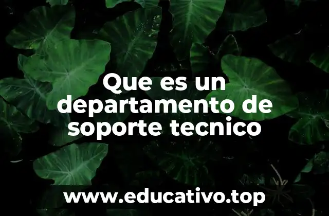 Que es un departamento de soporte tecnico