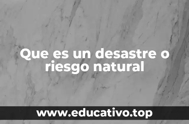 Que es un desastre o riesgo natural