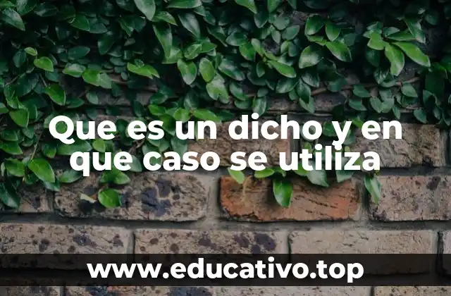 Que es un dicho y en que caso se utiliza
