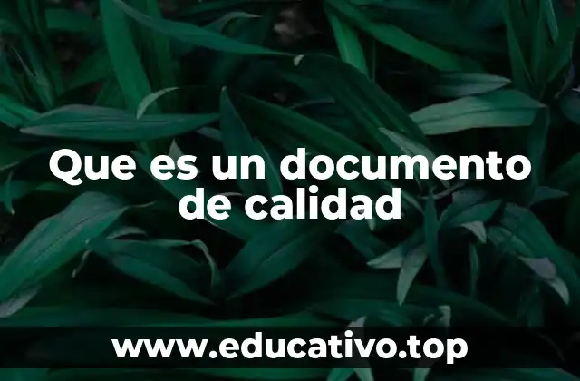 Que es un documento de calidad