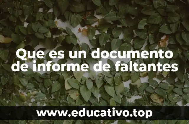 Que es un documento de informe de faltantes