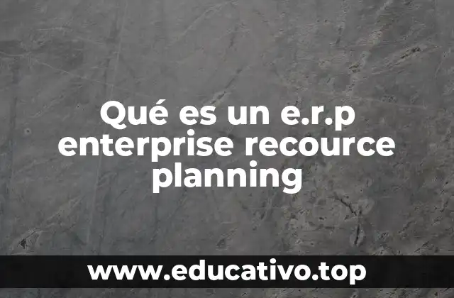 Qué es un e.r.p enterprise recource planning