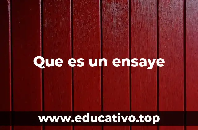 Que es un ensaye