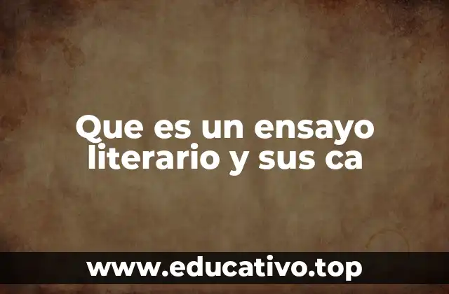 Que es un ensayo literario y sus ca
