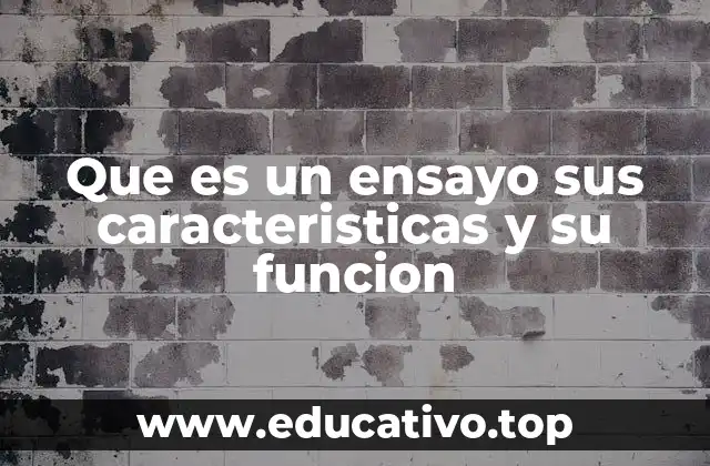 Que es un ensayo sus caracteristicas y su funcion