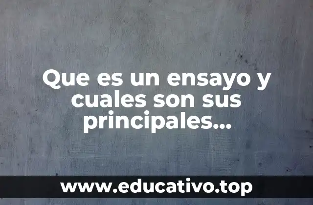 Que es un ensayo y cuales son sus principales caracteristicas