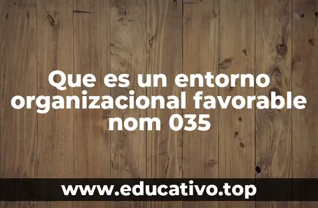 Que es un entorno organizacional favorable nom 035