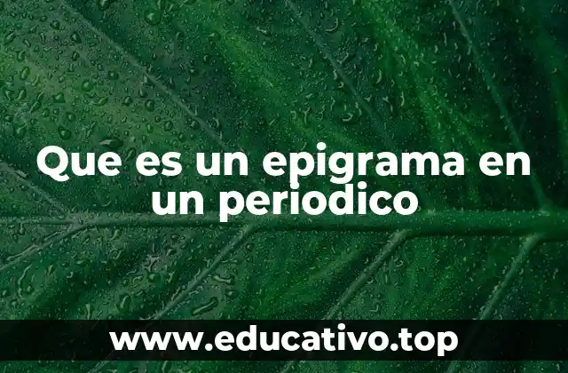 Que es un epigrama en un periodico