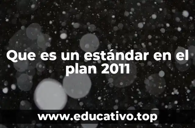 Que es un estándar en el plan 2011
