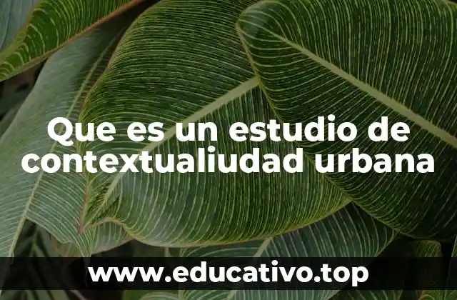 Que es un estudio de contextualiudad urbana
